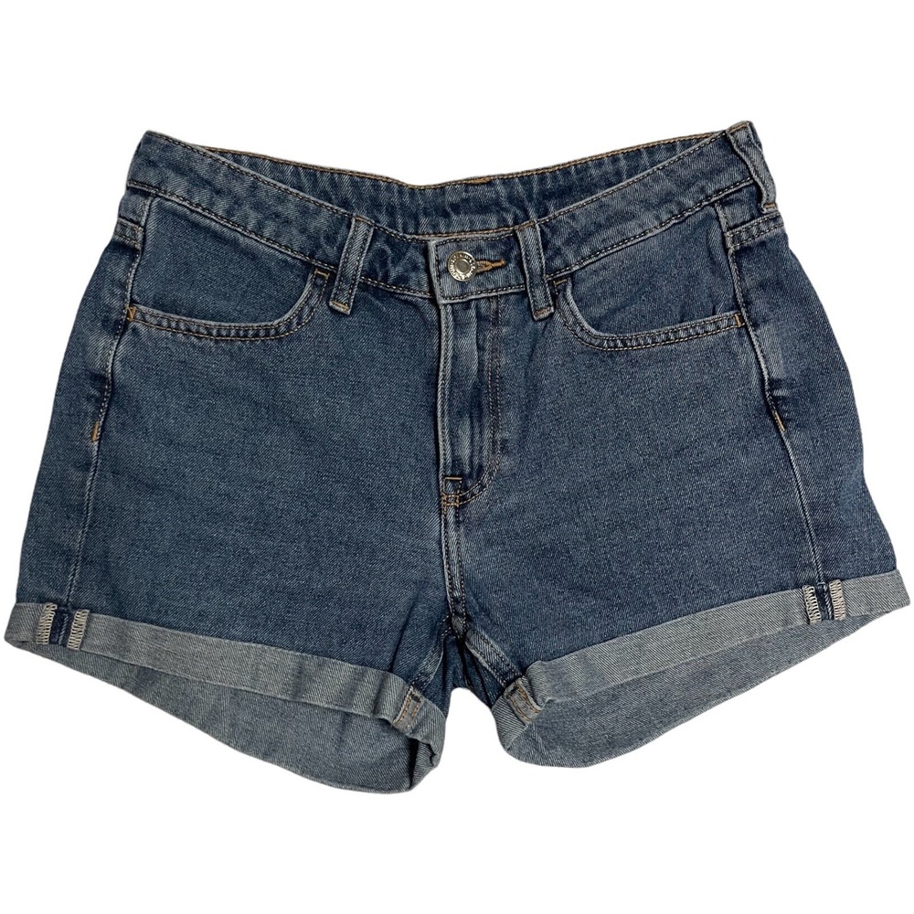 &Denim Womens Size 4 Regular Mid Rise Waist Cuffed Blue Jean Denim Shorts 3 inch